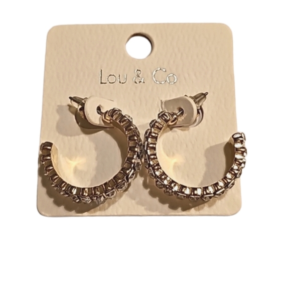 LOU & CO NWT gold and silver stone hoop earrings - Picture 3 of 9